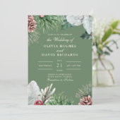 Wintergrün Einladung Hochzeit (Stehend Vorderseite)