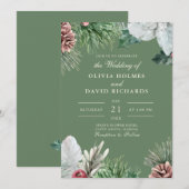 Wintergrün Einladung Hochzeit (Vorne/Hinten)