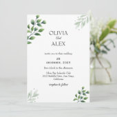 Wintergrün Einladung Hochzeit (Stehend Vorderseite)