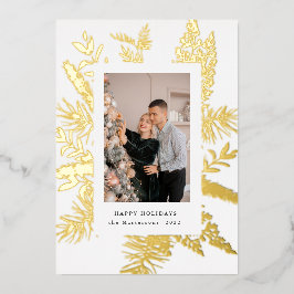 Wintergrün, elegante Foto-Urlaubskarte Folieneinladung