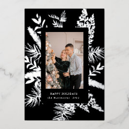 Wintergrün, elegante Foto-Urlaubskarte Folieneinladung