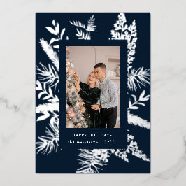 Wintergrün, elegante Foto-Urlaubskarte Folieneinladung