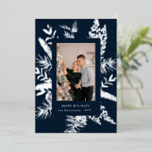 Wintergrün, elegante Foto-Urlaubskarte Folieneinladung (Stehend vorne)