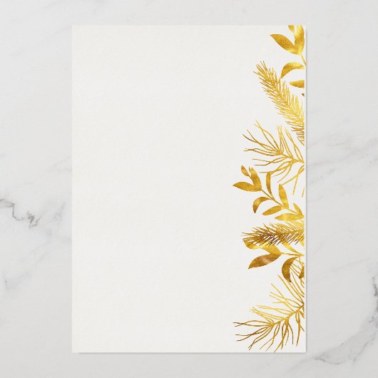 Wintergrün, elegantes Foto Folieneinladung (Rückseite)