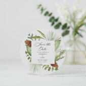 Wintergrün elegantes Save the Date Foto Einladung (Stehend Vorderseite)