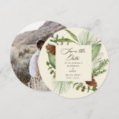 Wintergrün elegantes Save the Date Foto Einladung (Vorne/Hinten)