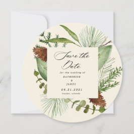 Wintergrün elegantes Save the Date Foto Einladung