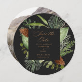 Wintergrün elegantes Save the Date Foto Einladung (Vorne/Hinten)