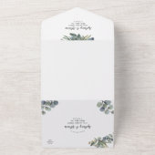 Wintergrün Eukalyptus Hochzeit in einem All In One Einladung (Außenbereich)