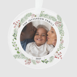 Wintergrün Familie 2 Fotos Ornament