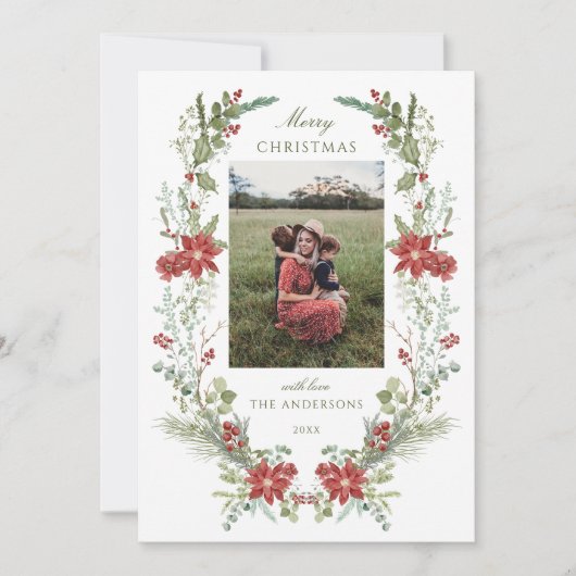 Wintergrün Feiertagskarte (Vorderseite)