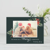 Wintergrün Foto Grußkarte Feiertagskarte (Stehend Vorderseite)