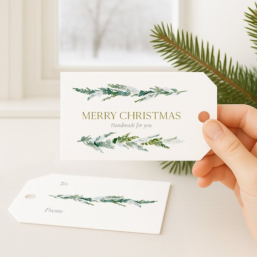 Wintergrün „Frohe Weihnachten“ Geschenkanhänger