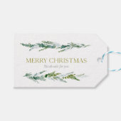 Wintergrün „Frohe Weihnachten“ Geschenkanhänger (Vorderseite (Horizontal))