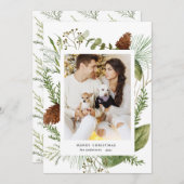 Wintergrün frohe Weihnachtsfotokarte Feiertagskarte (Vorne/Hinten)