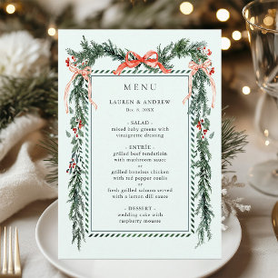 Wintergrün-Girlande Hochzeit Mintgrün Menükarte