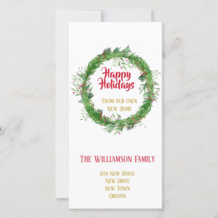 Wintergrün Neues Zuhause Frohe Feiertage Feiertagskarte