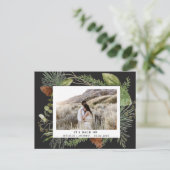 Wintergrün Save the Date Foto Postkarte (Stehend Vorderseite)