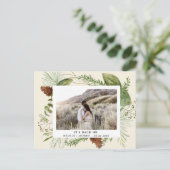 Wintergrün Save the Date Foto Postkarte (Stehend Vorderseite)