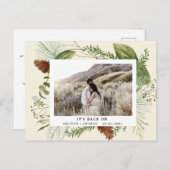 Wintergrün Save the Date Foto Postkarte (Vorne/Hinten)