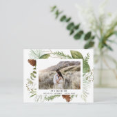 Wintergrün Save the Date Foto Postkarte (Stehend Vorderseite)