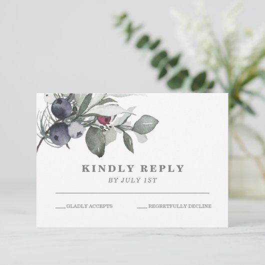 Wintergrün und Berries Hochzeit RSVP Card