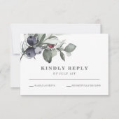 Wintergrün und Berries Hochzeit RSVP Card Karte (Vorderseite)