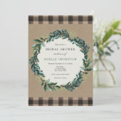 Wintergrün und Karierte Brautdusche Einladung (Stehend Vorderseite)