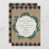 Wintergrün und Karierte Brautdusche Einladung (Vorne/Hinten)