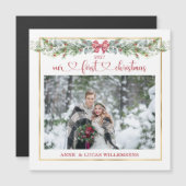 Wintergrün Unser 1. Weihnachtsfest - Foto Magnetkarte (Vorne/Hinten)