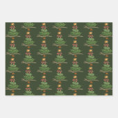 Wintergrün Wasserfarbener Weihnachtsbaum Geschenkpapier Set (Vorderseite)