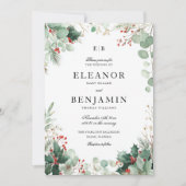 Wintergrün Weihnachten Einladung Hochzeit (Vorderseite)