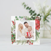 Wintergrün Weihnachtsfeiertag Gruß Feiertagskarte (Stehend Vorderseite)