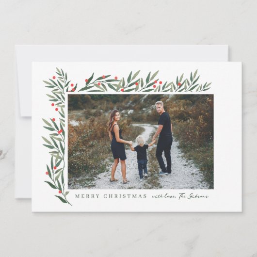Wintergrün Weißes Foto Weihnachten (Vorderseite)