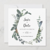 Wintergrüne Hochzeit rettet das Datum Save The Date (Vorderseite)