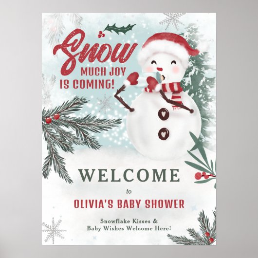Wintergrüne Pinieneisschneemann Begrüßung Babydusc Poster (Vorne)