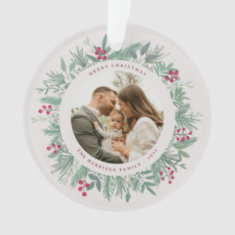 Wintergrüne Weihnachts-Fotokranz-Verzierung Ornament