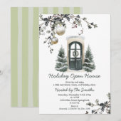 Wintergrüne Weihnachtsbaumkugeln Holiday Open Hous Einladung (Vorne/Hinten)