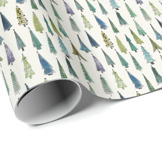 Wintergrüner Weihnachtsbaum Geschenk Geschenkpapier (Rolleneckpunkt)