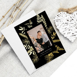 wintergrünes Blattwerk, elegante Foto-Ferienfolie  Folieneinladung
