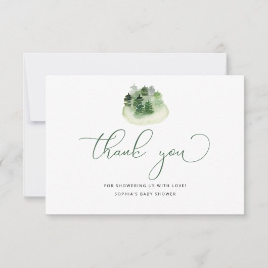 Wintergrünwalddusche Dankeskarte (Vorderseite)