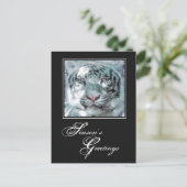 Wintergruss Winterweiße Tiger Feiertagspostkarte (Stehend Vorderseite)
