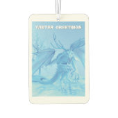 Wintergrüße. Eisdrache mit Geweih Autolufterfrischer (Rückseite)