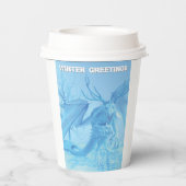 Wintergrüße. Eisdrache mit Geweih Pappbecher (Rückseite)
