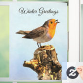 Wintergrüße. Rotkehlchen singt  Fensteraufkleber (Zuhause)