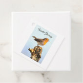 Wintergrüße. Rotkehlchen singt Geschenkanhänger (Beispiel)