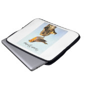 Wintergrüße. Rotkehlchen singt Laptopschutzhülle (Vorne Knopf)