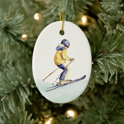 WINTERHÄNGE Skifahrer Keramik Ornament (Baum)