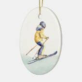 WINTERHÄNGE Skifahrer Keramik Ornament (Links)