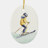 WINTERHÄNGE Skifahrer Keramik Ornament (Vorne)